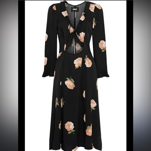 Reformation Heidi Tie Floral Flowy Summer Midi Dress with Bishop Sleeves Size 0 - Picture 5 of 7